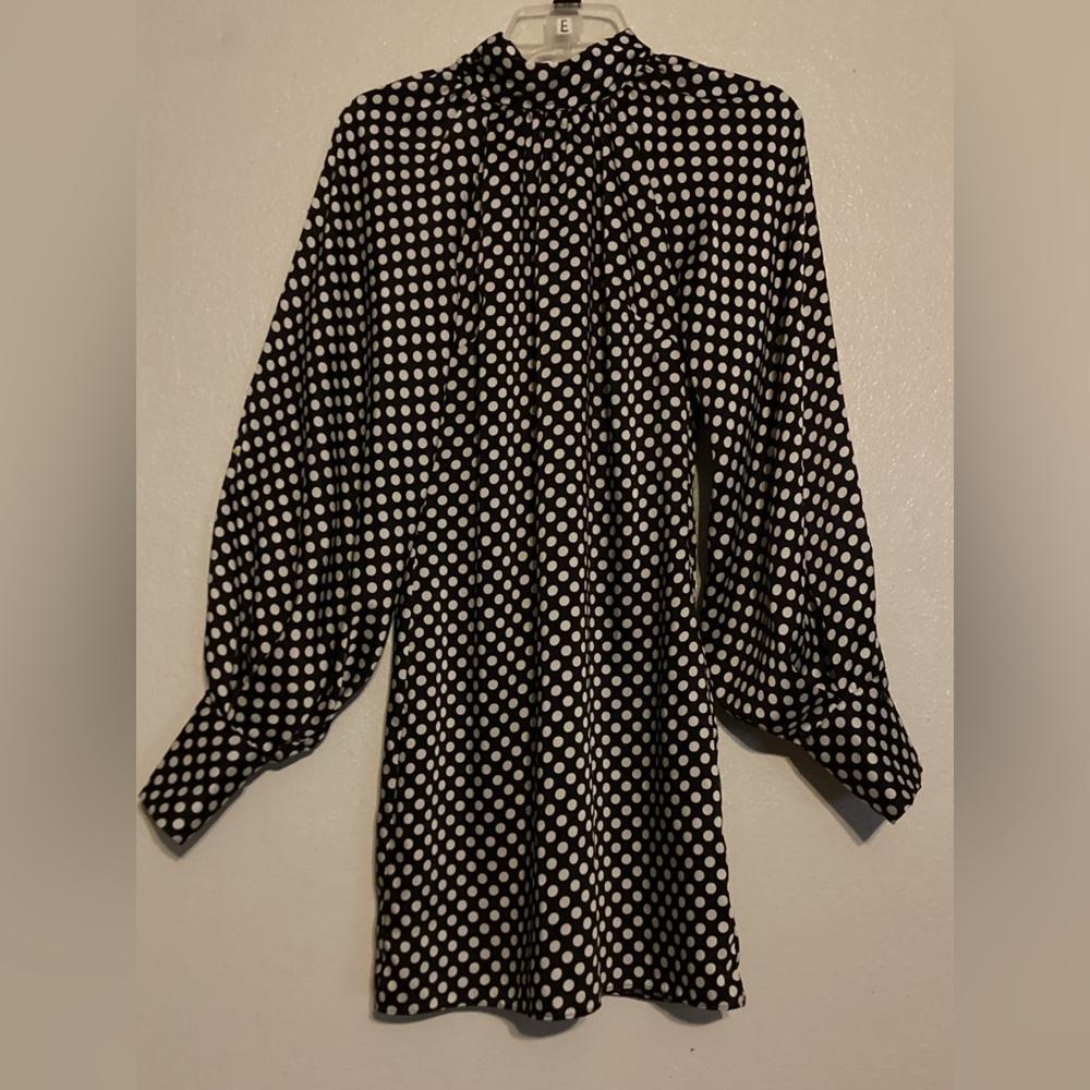 New Zara Black And White Polka Dot Dress - Picture 11 of 16